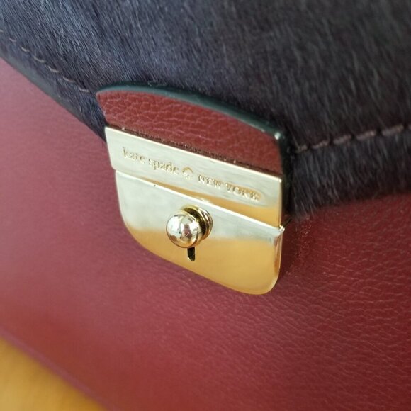 Kate Spade Large Tote Zarinah Hyde Tote Pink Burgundy Leather Suede Shoulder Bag - Picture 3 of 12